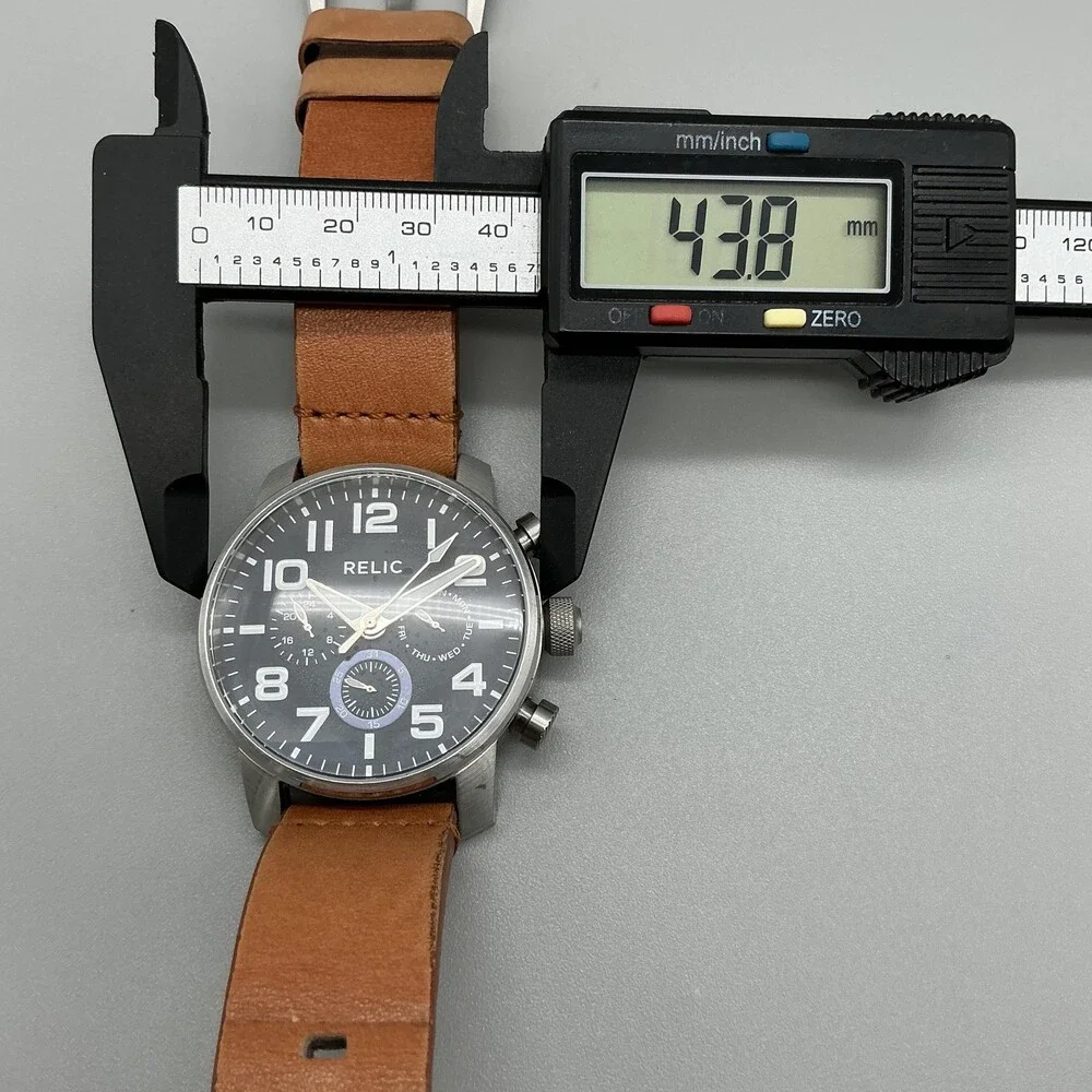 Relic by Fossil Benjamin Men Watch 44mm Blue Dial Leather Multi Dial New Battery